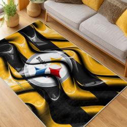 nfl pittsburgh steelers football team logo sport carpet area rug home decor living room psw292