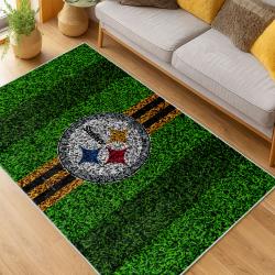 nfl pittsburgh steelers football team logo sport carpet area rug home decor living room psw293
