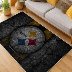 nfl pittsburgh steelers football team logo sport carpet area rug home decor living room psw298