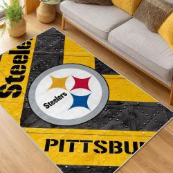 nfl pittsburgh steelers football team logo sport carpet area rug home decor living room psw300