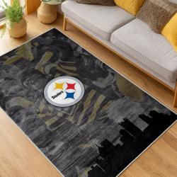 nfl pittsburgh steelers football team logo sport carpet area rug home decor living room psw301