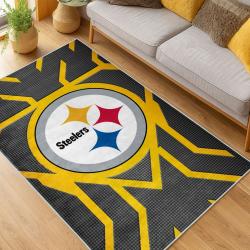 nfl pittsburgh steelers football team logo sport carpet area rug home decor living room psw87