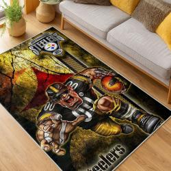 nfl pittsburgh steelers football team logo sport carpet area rug home decor living room psw90