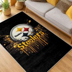 nfl pittsburgh steelers football team logo sport carpet area rug home decor living room psw95