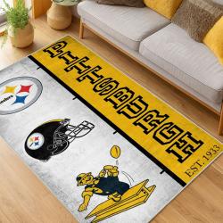 nfl pittsburgh steelers football team logo sport carpet area rug home decor living room psw98