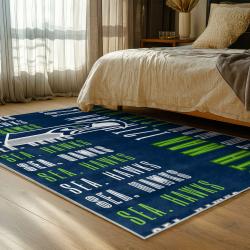 nfl seattle seahawks area rug non slip football carpet home decor gift idea for fans bedroom ss104