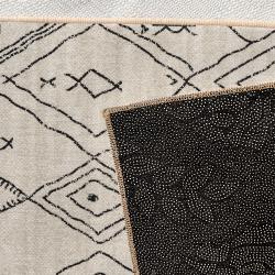 scandi boho handdrawn rug black tribal lines on cream minimalist aesthetic living room rug zoom