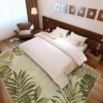 tropical green leaf border rug botanical palm leaf design coastal summer decor area rug bedroom