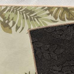 tropical green leaf border rug botanical palm leaf design coastal summer decor area rug zoom