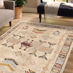 warm earth tone tribal rug ethnic southwestern kilim pattern cozy boho decor area rug living room