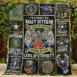 A Bc Grumpy Old Army Veteran Quilt Blanket Kc1507