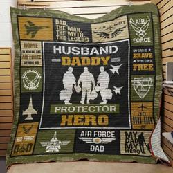 Air Force Veteran Husband Daddy Protector Hero Quilt Blanket Great Customized Blanket Gifts For Birthday Christmas Thanksgiving