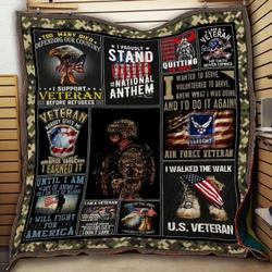 Air Force Veteran Nobody Gives Me This Title I Earned It Quilt Blanket Great Customized Blanket Gifts For Birthday Christmas Thanksgiving