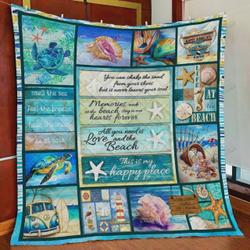 All You Need Is Love And The Beach This Is My Happy Place Quilt Blanket Great Customized Blanket Gifts For Birthday Christmas Thanksgiving