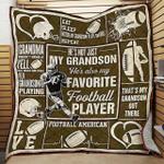 american football hes not just my grandson quilt blanket great customized gifts for birthday