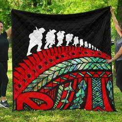 Anzac New Zealand , Poppies Lest We Forget Maori Soldiers Paua Jfj Quilt Fc