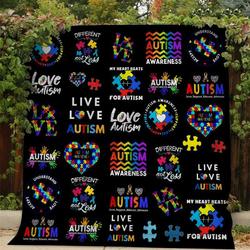 Autism Awareness Black Summer Quilt Blanket