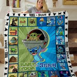 Baby Yoda Star Wars Disney Stitch Cute Quilt Blanket Gift Idea For Fans