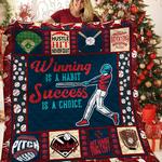baseball winning is a habbit success is a choice quilt blanket great customized blanket gifts for
