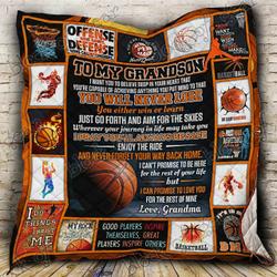 Basketball Grandson Love Grandma Quilt Mln