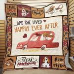 basset hound and she lived happily ever after quilt blanket great customized blanket gifts for