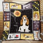 basset hound dog sunflower quilt blanket dhc0102587td d2379743