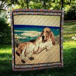 basset hound goes to the beach cl09100036mdq quilt blanket d2380648