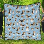 beagle dog blue background pattern dhcdhc dt1910 quilt blanket d2315707