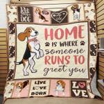 beagle home is where someone runs to greet you quilt blanket great customized blanket gifts for