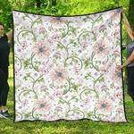 beautiful pink lotus waterlily leaves pattern dhcdhc dt1910 quilt blanket d2315852