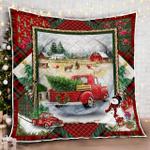 beautiful road red truck christmas quilt blanket d2352770