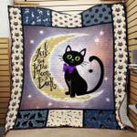 black cat i love you to the moon and back quilt blanket great customized gifts for birthday
