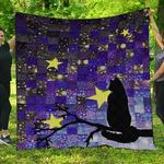 black cat in night quilt blanket quilt d2324324