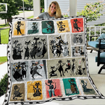 black cat with purple flower v1 qe 3d customized quilt d2314272