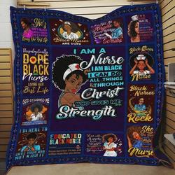 Black Nurse I Am A Nurse I Am Black Quilt Blanket Great Customized Blanket Gifts For Birthday Christmas Thanksgiving Anniversary