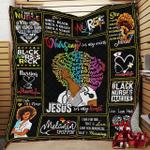 black nurse nursing in my veins jesus in my heart quilt blanket great customized blanket gifts for