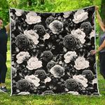 black white rose floral cl17100085mdq quilt blanket d2381090