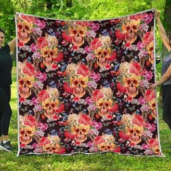 Blossom Peony Skull Cl17100097Mdq Quilt Blanket