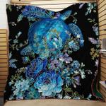 blue flowers sea turtle quilt d2381948