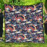 blue red dragon dhcoud pattern dhcdhc dt1910 quilt blanket d2315764