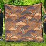 bonsai bamboo stork japanese pattern brown theme dhcdhc dt1910 quilt blanket d2315958