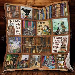 Books And Cats Cl18100112Mdq Quilt Blanket