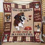 boxer you can always find hope in a dogs eyes quilt blanket great customized blanket gifts for