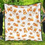 brown pomeranian pattern dhcdhc dt1910 quilt blanket d2315881