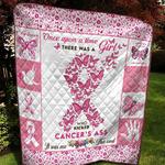 butterfly there was a girl who kicked cancers ass quilt blanket great customized blanket gifts for