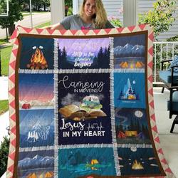 Camping Jesus In My Heart Camping In My Veins Quilt Blanket Great Customized Blanket Gifts For Birthday Christmas Thanksgiving