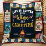 camping life is better with wine and campfire quilt blanket great customized blanket gifts for