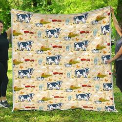 Cartoon Dairy Cow Farm Quilt Afwllr