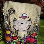 cat 3d customized quilt and flower and bird tuh6253 plen2407 d2314564
