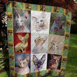 Cat 3D Customized Quilt Sphinx Cat Painting Color Collection TUH2998 PLEN2407